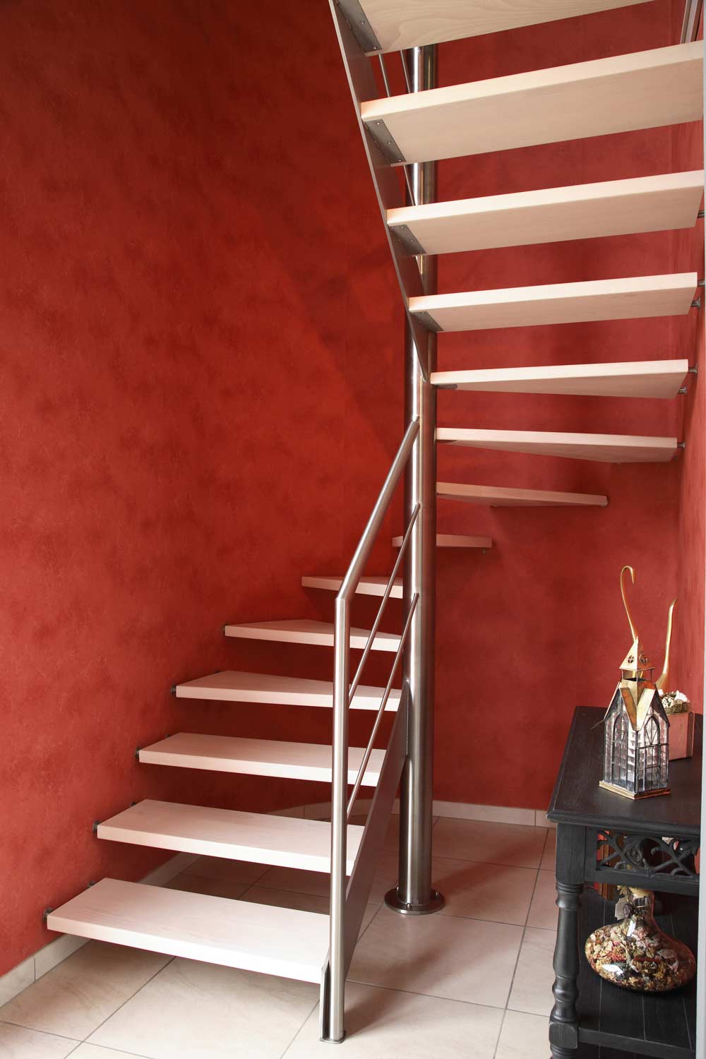 escalier bois inox